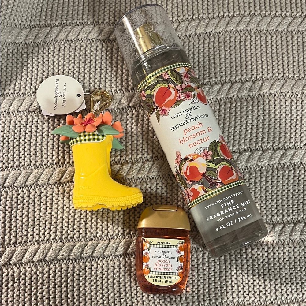 Peach Blossom & Nectar Fragrance Mist, Yellow Rain Boot Hand Sanitizer